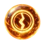 Glowing orange earthquake orb marked with an E