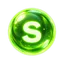 Green score orb marked with an S